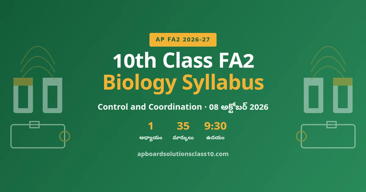 AP 10th Class FA2 Biology Syllabus 2026-27 Control and Coordination one chapter 35 marks