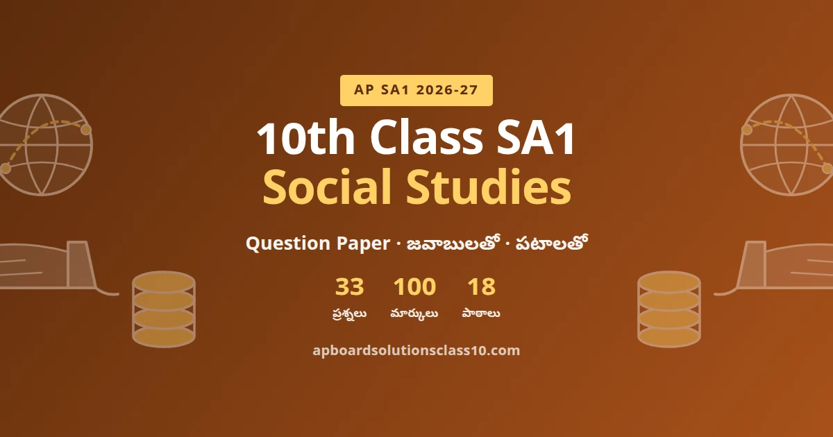 AP 10th Class SA1 Social Studies Question Paper 2026-27 with answers 33 questions 100 marks map question