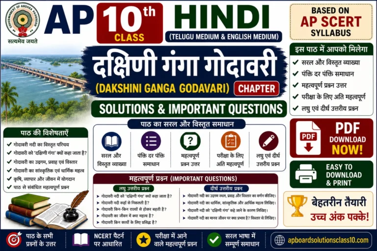AP 10th Class Hindi दक्षिणी गंगा गोदावरी Chapter Solutions Important Questions