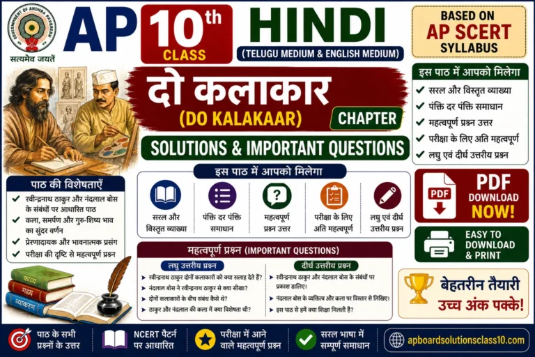 AP 10th Class Hindi दो कलाकार Chapter Solutions Important Questions
