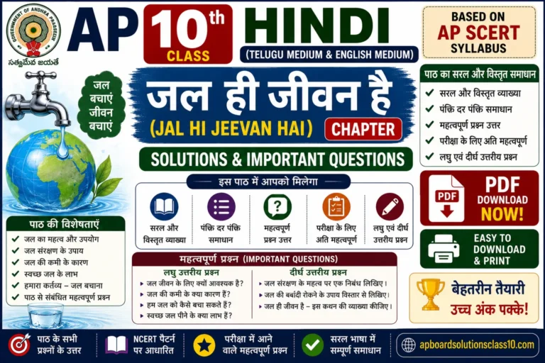 AP 10th Class Hindi जल ही जीवन है Chapter Solutions Important Questions