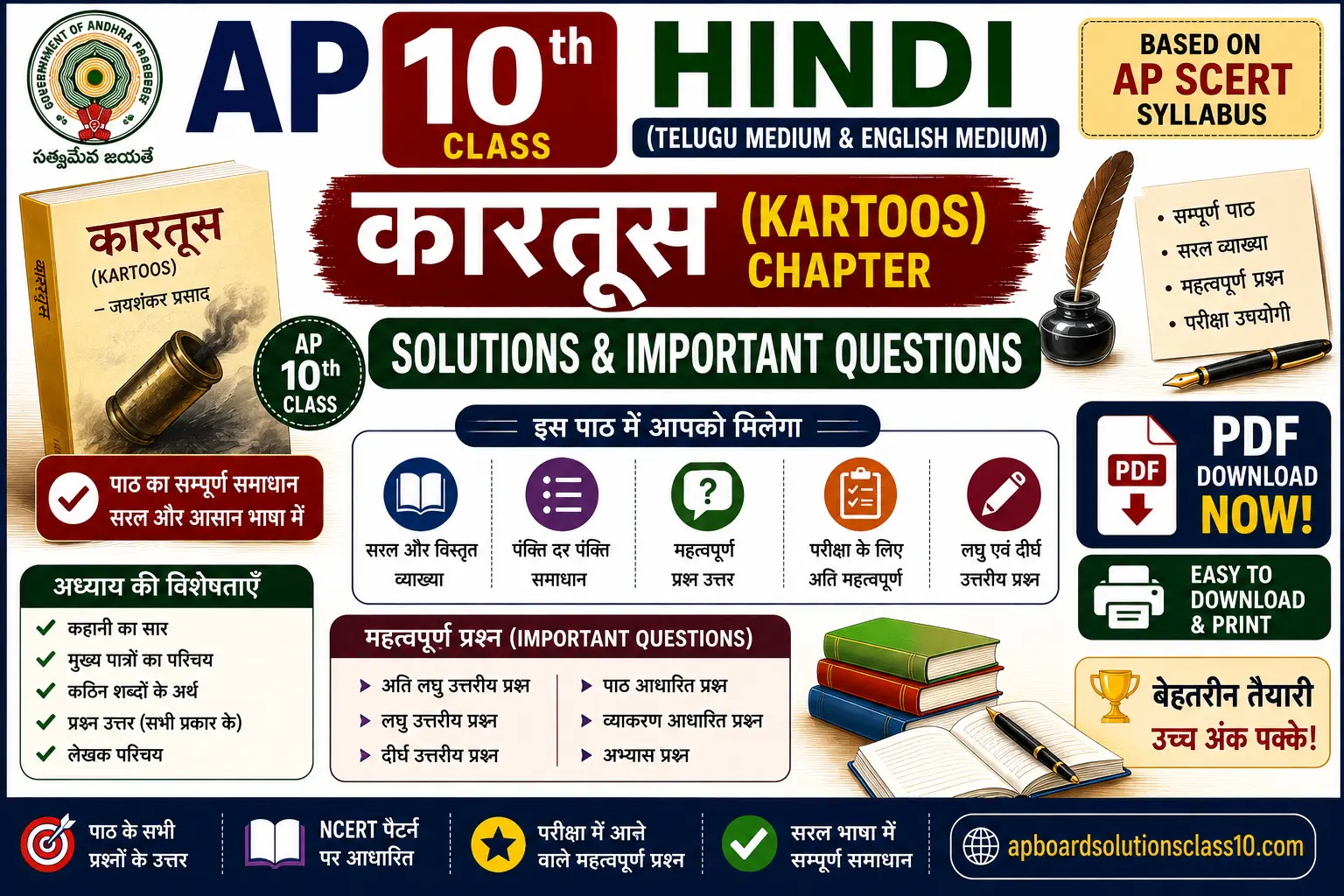 AP 10th Class Hindi कारतूस Chapter Solutions Important Questions
