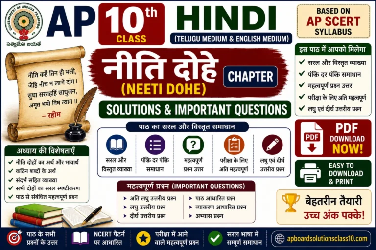 AP 10th Class Hindi नीति दोहे Chapter Solutions Important Questions