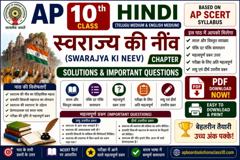 AP 10th Class Hindi स्वराज्य की नींव Chapter Solutions Important Questions