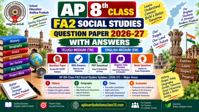 AP 8th Class FA2 Social Studies question paper 2026-27 with answers Kakatiya kingdom