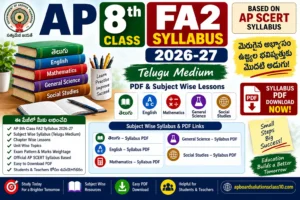 AP 8th Class FA2 Syllabus 2026-27 – Telugu Medium PDF
