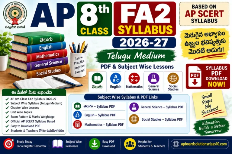 AP 8th Class FA2 Syllabus 2026-27 Telugu Medium PDF