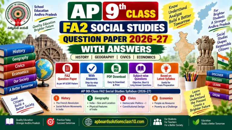 AP 9th Class FA2 Social Studies question paper 2026-27 with answers in Telugu medium