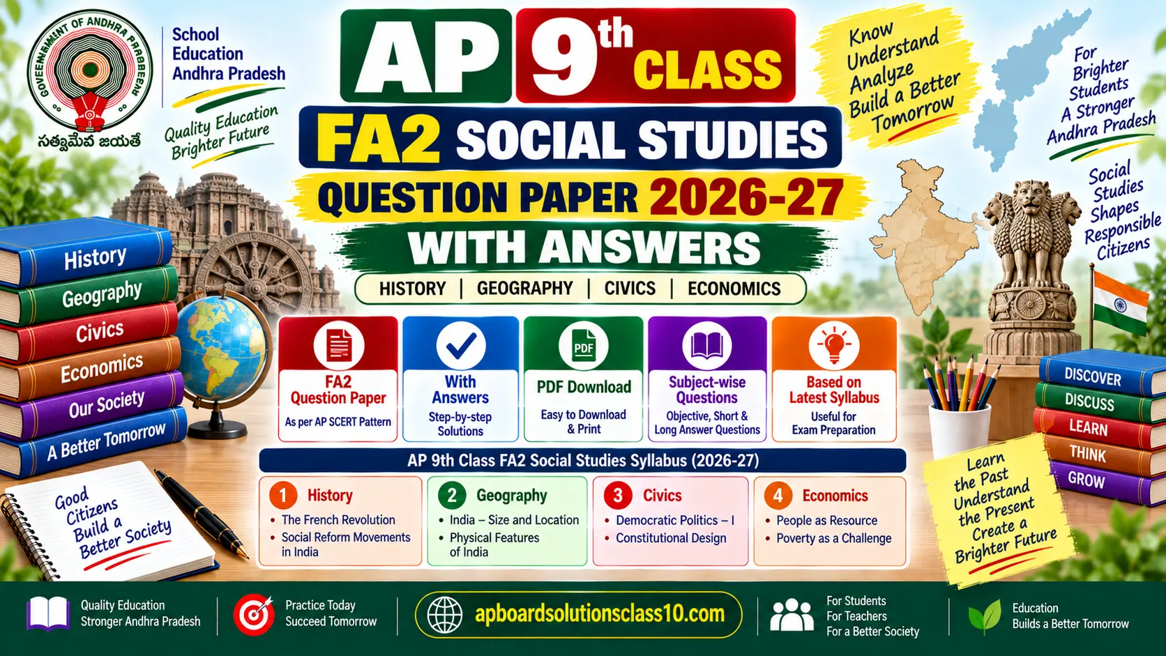 AP 9th Class FA2 Social Studies question paper 2026-27 with answers in Telugu medium