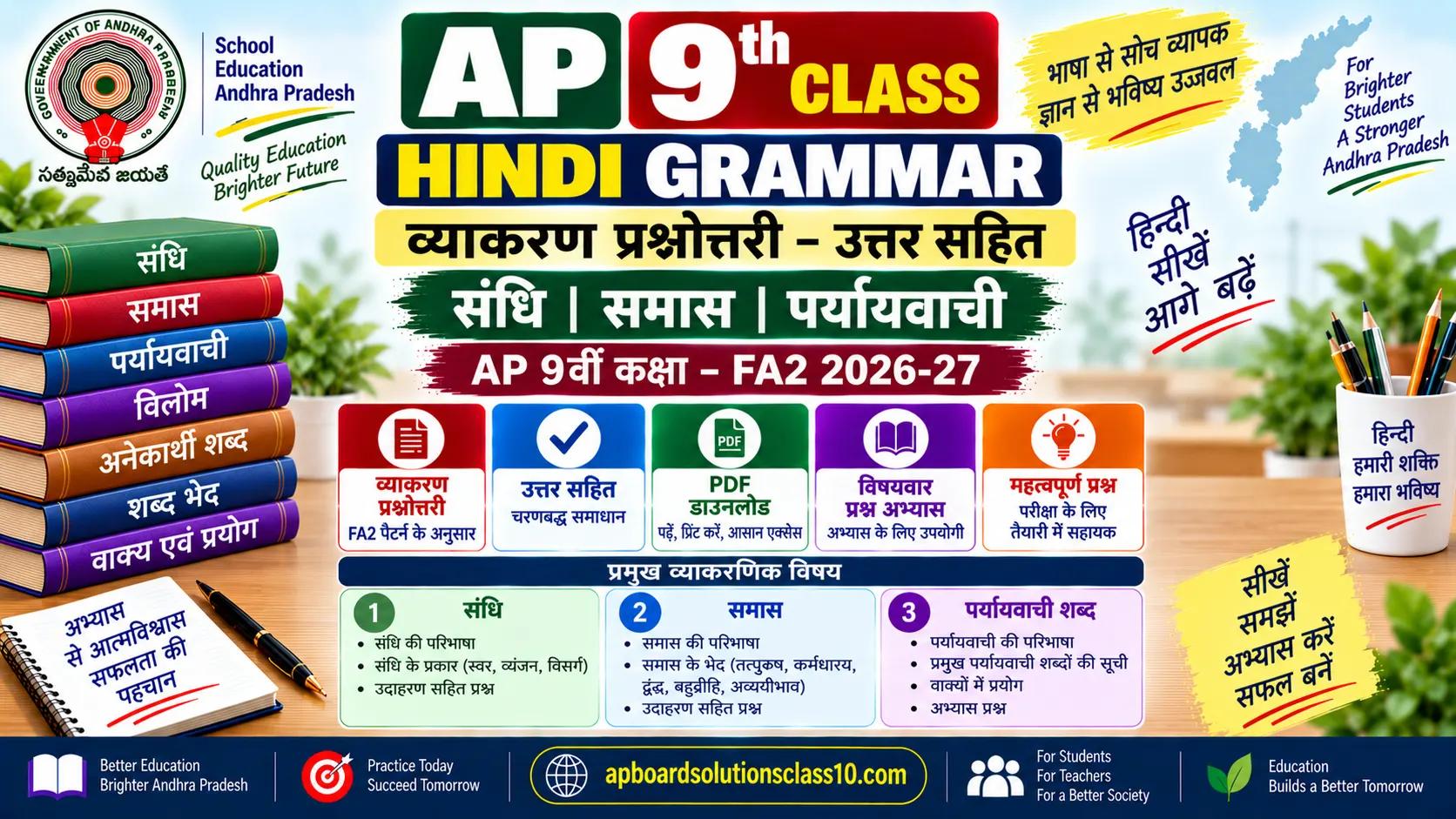 AP 9th Class Hindi grammar questions with answers sandhi samas