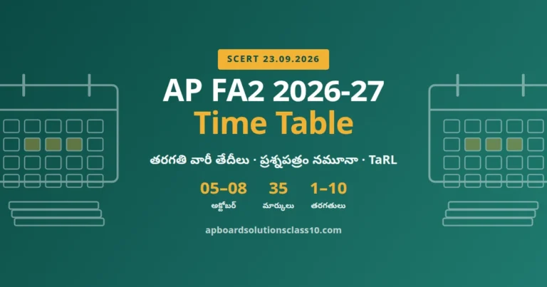 AP FA2 2026-27 time table class 1 to 10 exam dates October 2026