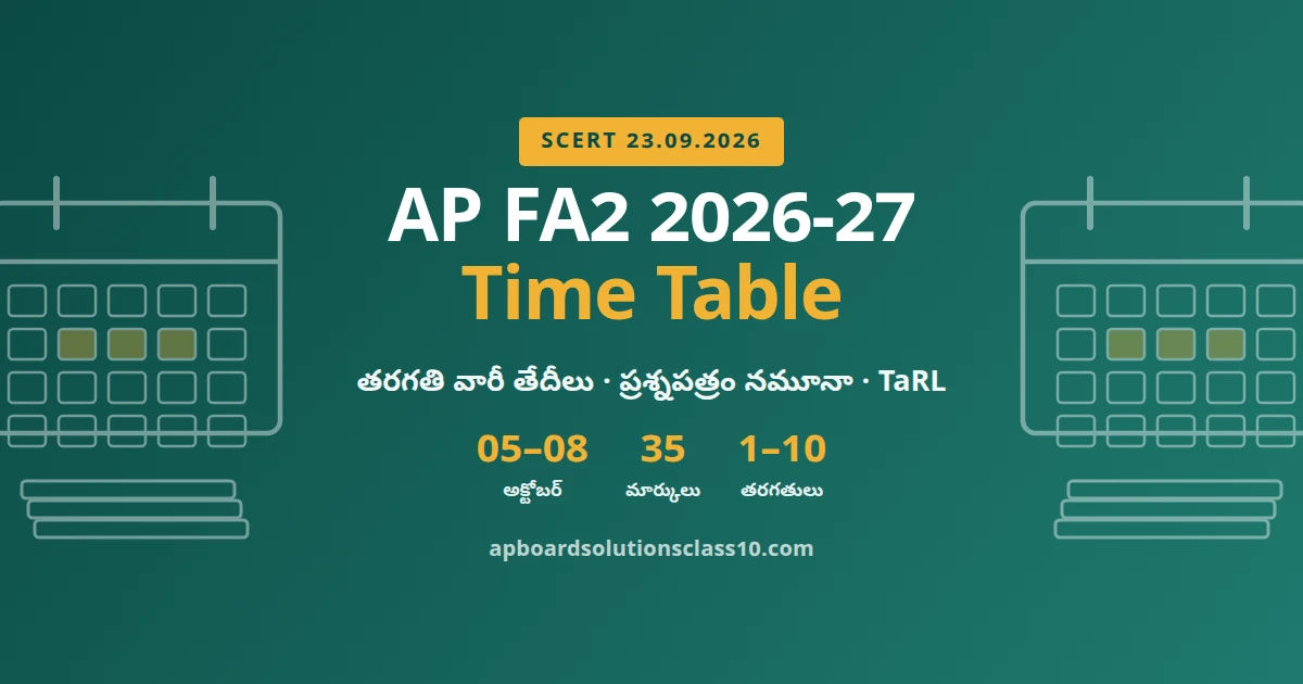 AP FA2 2026-27 time table class 1 to 10 exam dates October 2026