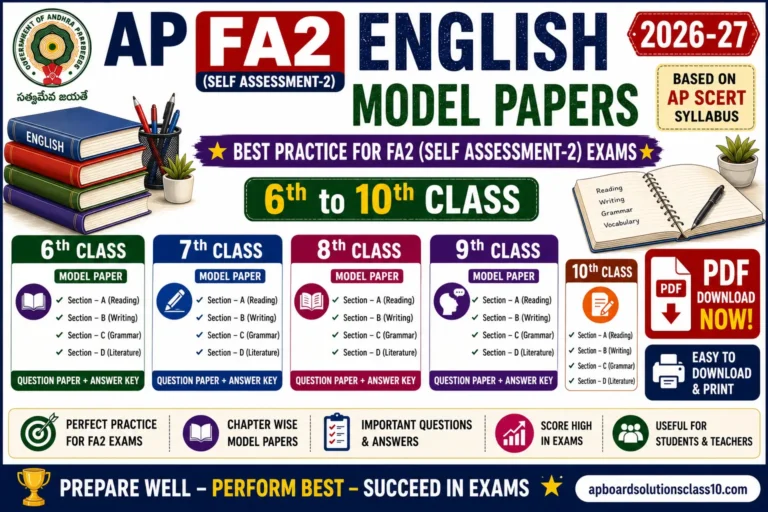 AP FA2 English Model Papers 2026-27 Class 6 to 10