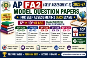 AP FA2 (Self Assessment-2) Model Question Papers 2026-27 – 6th to 10th Class (TM & EM)