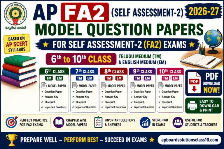 AP FA2 Self Assessment 2 Model Question Papers 2026-27 Class 6 to 10 TM EM