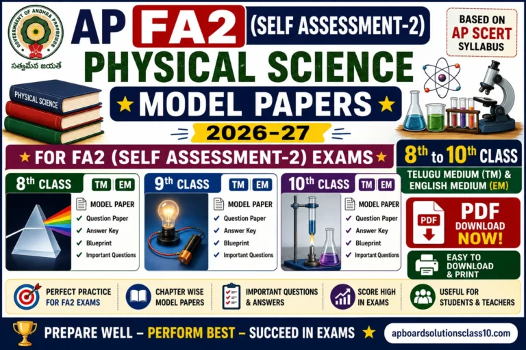 AP FA2 Physical Science Model Papers 2026-27 Class 8 to 10 TM EM