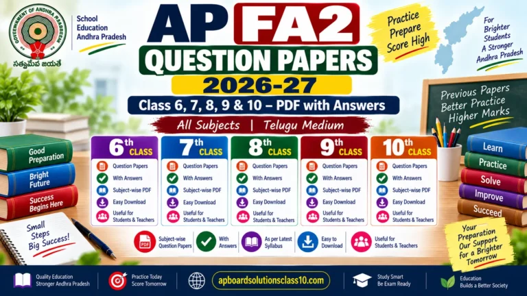 AP FA2 Question Papers 2026-27 PDF for Class 6 to 10 with answers