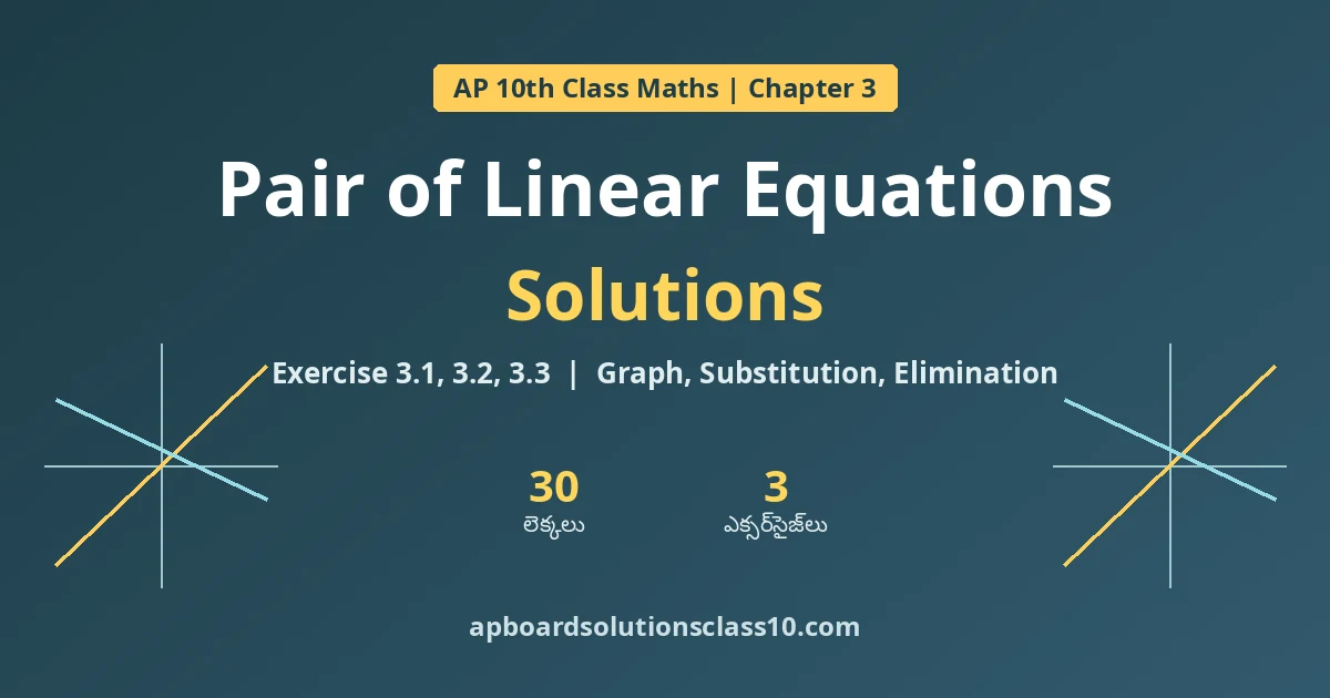 AP 10th Class Maths Pair of Linear Equations Solutions Exercise 3.1, 3.2, 3.3
