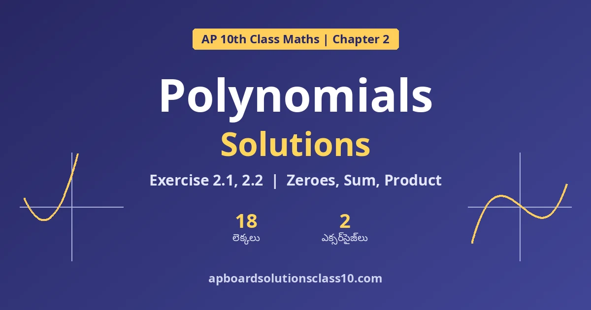 AP 10th Class Maths Polynomials Solutions Exercise 2.1, 2.2